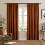  Curtains - Soft Chenille Blackout  Pencil Pleat Curtains Rust Furn