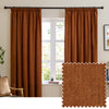 Plain Orange Curtains - Soft Chenille Blackout Pencil Pleat Curtains Rust Furn