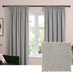  Curtains - Soft Chenille Blackout  Pencil Pleat Curtains Silver Furn