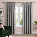  Curtains - Soft Chenille Blackout  Pencil Pleat Curtains Silver Furn