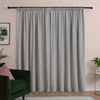 Plain Grey Curtains - Soft Chenille Blackout Pencil Pleat Curtains Silver Furn