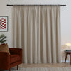 Plain Beige Curtains - Soft Chenille Blackout Pencil Pleat Curtains Natural Furn