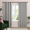 Plain Grey Curtains - Soft Chenille Blackout Eyelet Curtains SIlver Furn