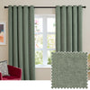 Plain Green Curtains - Soft Chenille Blackout Eyelet Curtains Green Furn