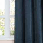 Plain Blue Curtains - Soft Chenille Blackout Eyelet Curtains Navy Furn