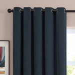 Plain Blue Curtains - Soft Chenille Blackout Eyelet Curtains Navy Furn
