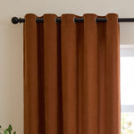 Plain Orange Curtains - Soft Chenille Blackout Eyelet Curtains Rust Furn