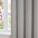 Plain Grey Curtains - Soft Chenille Blackout Eyelet Curtains Silver Furn
