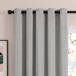 Plain Grey Curtains - Soft Chenille Blackout Eyelet Curtains Silver Furn