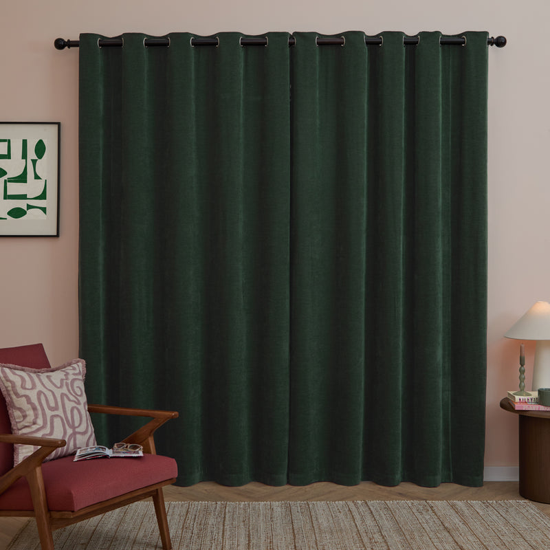  Curtains - Soft Chenille Blackout  Eyelet Curtains Bottle Furn