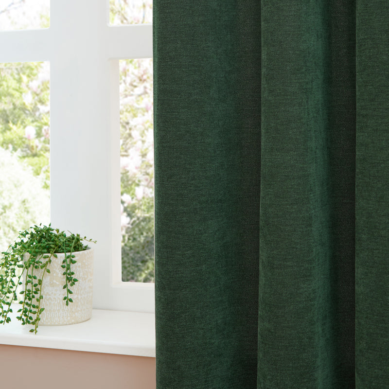  Curtains - Soft Chenille Blackout  Eyelet Curtains Bottle Furn