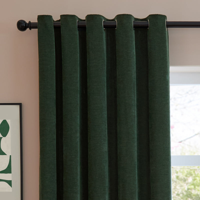  Curtains - Soft Chenille Blackout  Eyelet Curtains Bottle Furn
