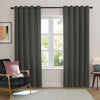  Curtains - Soft Chenille Blackout  Eyelet Curtains Charcoal Furn