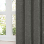  Curtains - Soft Chenille Blackout  Eyelet Curtains Charcoal Furn