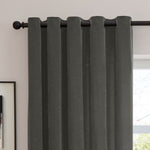  Curtains - Soft Chenille Blackout  Eyelet Curtains Charcoal Furn