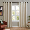  Curtains - Soft Chenille Blackout  Eyelet Curtains Ecru Furn