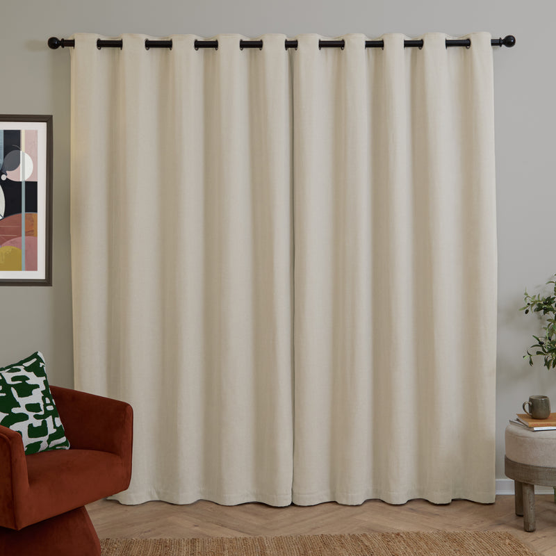  Curtains - Soft Chenille Blackout  Eyelet Curtains Ecru Furn