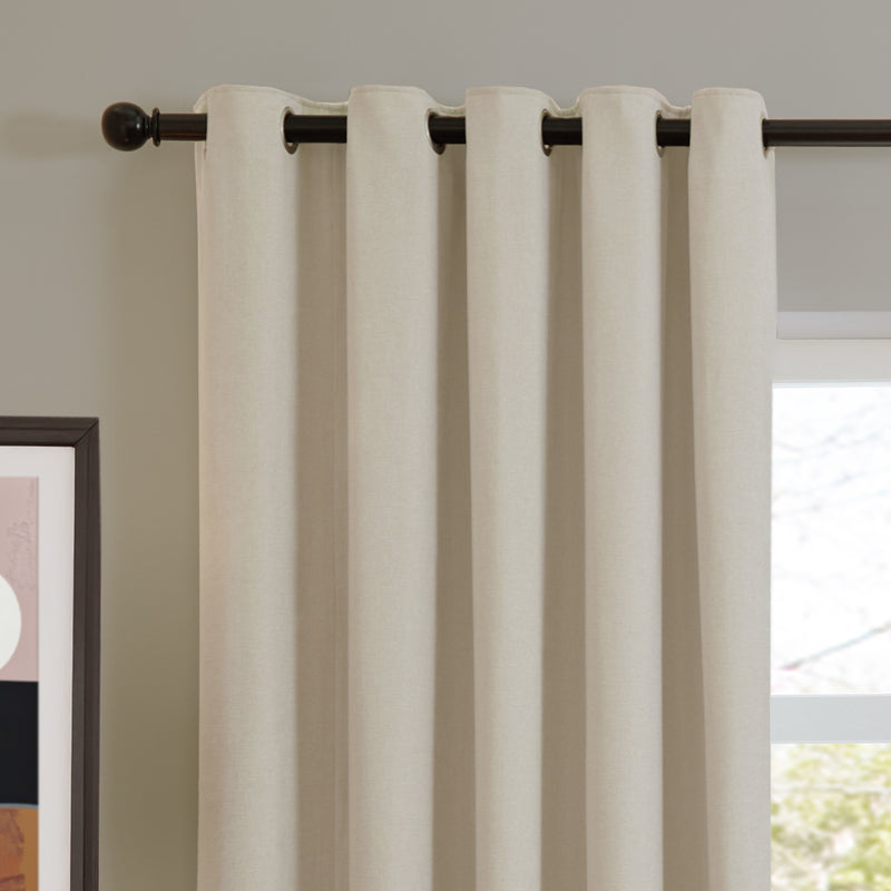  Curtains - Soft Chenille Blackout  Eyelet Curtains Ecru Furn