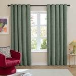  Curtains - Soft Chenille Blackout  Eyelet Curtains Green Furn