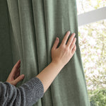  Curtains - Soft Chenille Blackout  Eyelet Curtains Green Furn