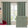 Plain Green Curtains - Soft Chenille Blackout Eyelet Curtains Green Furn