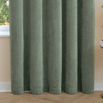  Curtains - Soft Chenille Blackout  Eyelet Curtains Green Furn