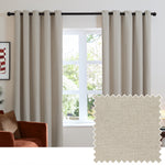  Curtains - Soft Chenille Blackout  Eyelet Curtains Natural Furn