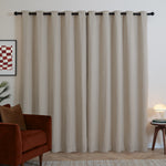  Curtains - Soft Chenille Blackout  Eyelet Curtains Natural Furn