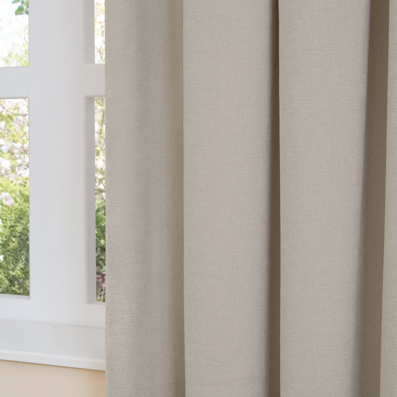  Curtains - Soft Chenille Blackout  Eyelet Curtains Natural Furn