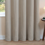  Curtains - Soft Chenille Blackout  Eyelet Curtains Natural Furn