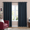  Curtains - Soft Chenille Blackout  Eyelet Curtains Navy Furn