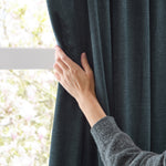  Curtains - Soft Chenille Blackout  Eyelet Curtains Navy Furn