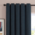  Curtains - Soft Chenille Blackout  Eyelet Curtains Navy Furn