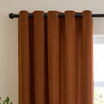  Curtains - Soft Chenille Blackout  Eyelet Curtains Rust Furn