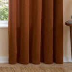  Curtains - Soft Chenille Blackout  Eyelet Curtains Rust Furn