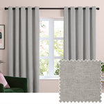  Curtains - Soft Chenille Blackout  Eyelet Curtains Silver Furn