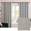 Plain Grey Curtains - Soft Chenille Blackout Eyelet Curtains SIlver Furn