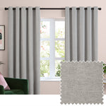 Plain Grey Curtains - Soft Chenille Blackout Eyelet Curtains SIlver Furn