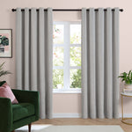  Curtains - Soft Chenille Blackout  Eyelet Curtains Silver Furn