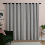  Curtains - Soft Chenille Blackout  Eyelet Curtains Silver Furn