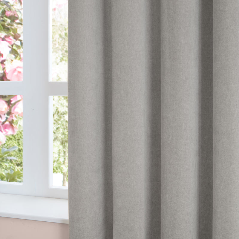  Curtains - Soft Chenille Blackout  Eyelet Curtains Silver Furn