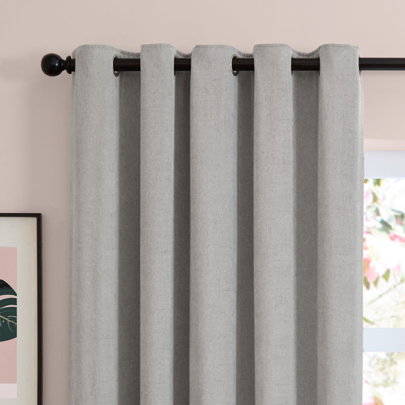  Curtains - Soft Chenille Blackout  Eyelet Curtains Silver Furn
