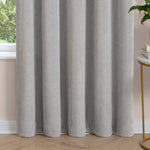  Curtains - Soft Chenille Blackout  Eyelet Curtains Silver Furn