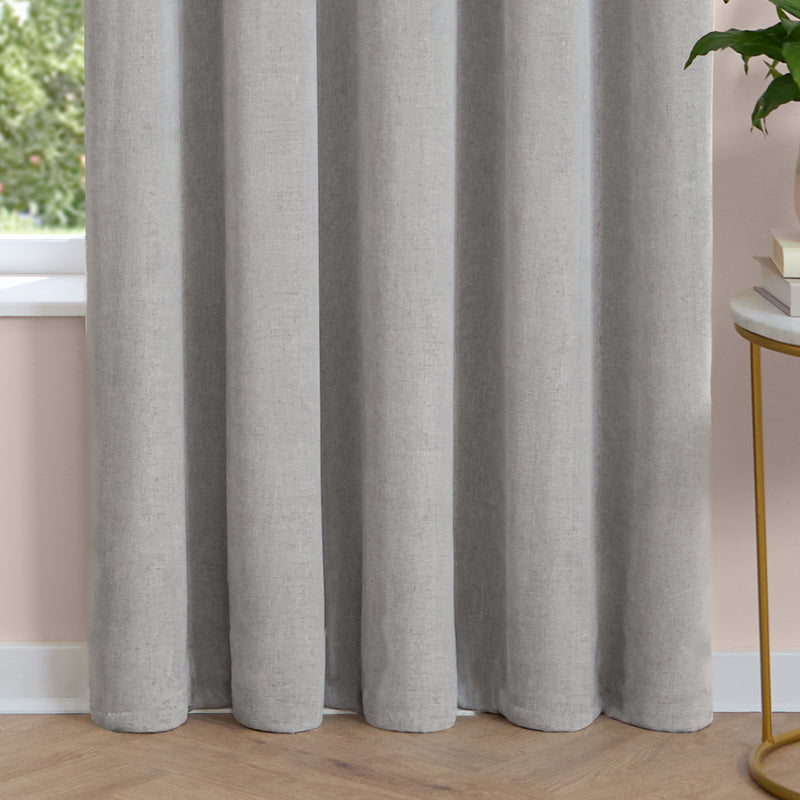  Curtains - Soft Chenille Blackout  Eyelet Curtains Silver Furn