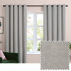 Plain Grey Curtains - Soft Chenille Blackout Eyelet Curtains Silver Furn
