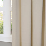 Plain Cream Curtains - Soft Chenille Blackout Eyelet Curtains Ecru Furn