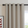 Plain Beige Curtains - Soft Chenille Blackout Eyelet Curtains Natural Furn