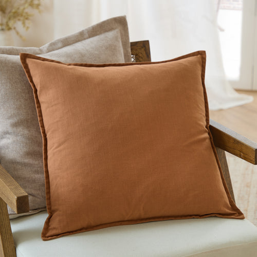 Plain Orange Cushions - Slub Cotton  Cushion Cover Toffee Yard