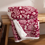 furn. Skandi Woodland Fleece Throw in Berry