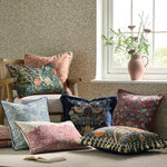 Floral Multi Cushions - Seaweed Printed Velvet Cushion Cover Indigo Morris & Co